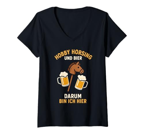 Damen Hobby Horsing T-Shirt mit V-Ausschnitt von Hobby Horsing Accessoires
