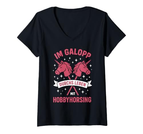 Damen Hobby Horsing T-Shirt mit V-Ausschnitt Damen Hobby Horsing T-Shirt mit V-Ausschnitt von Hobby Horsing Accessoires