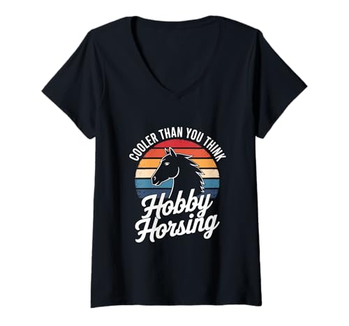 Damen Cooler Than You Think Retro Hobby Horsing Steckenpferd T-Shirt mit V-Ausschnitt Damen Cooler Than You Think Retro Hobby Horsing Steckenpferd T-Shirt mit V-Ausschnitt von Hobby Horsing Reiten Pferde Pony Steckenpferd