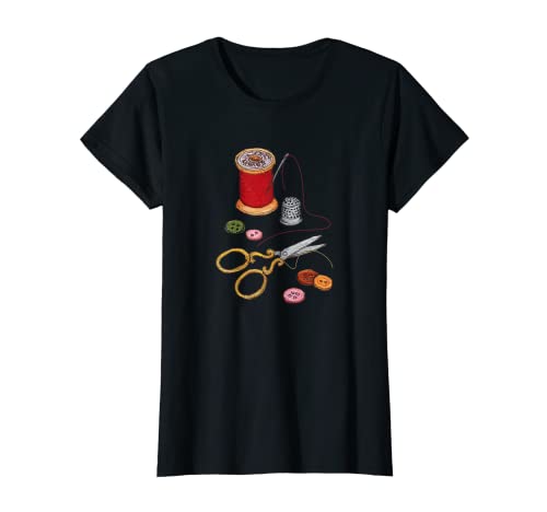 Damen Vintage Nähset Faden Nadel Mode Atelier T-Shirt Damen Vintage Nähset Faden Nadel Mode Atelier T-Shirt von Hobby Occupation Leisure Time Seamstress