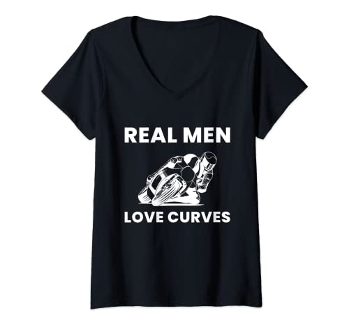 Damen Real Men Love Curves Supersportler T-Shirt mit V-Ausschnitt Damen Real Men Love Curves Supersportler T-Shirt mit V-Ausschnitt von Hobby Rennsport Renn-Motorsport Sportmaschinen
