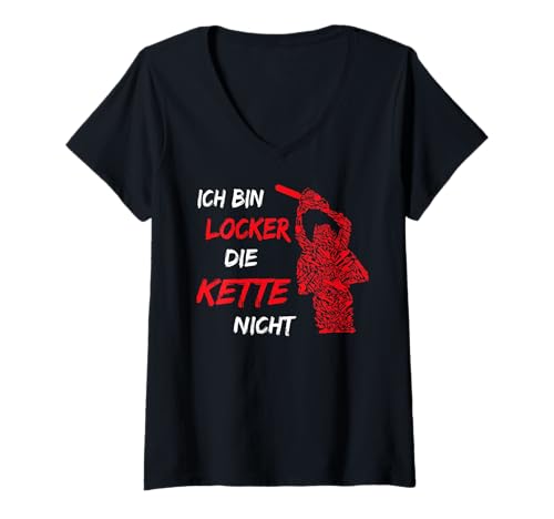 Damen Holzfäller Kettensäge Kette Landschaftsgärtner Motorsäge Fun T-Shirt mit V-Ausschnitt von Hobbygärtner Schrebergarten Gärtner Geschenk Shirt