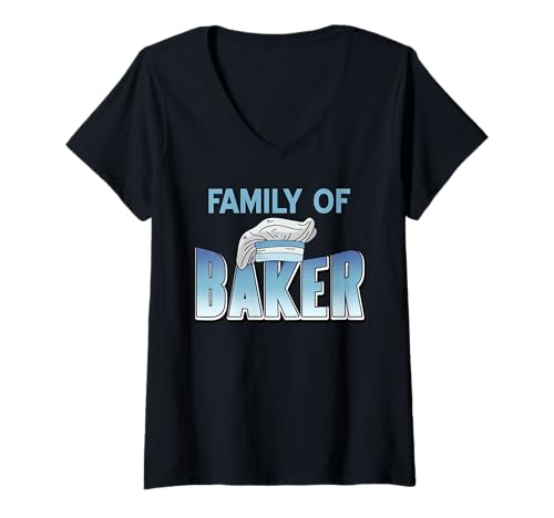 Damen Stolze Familie von Bäckern Witziger Spruch T-Shirt mit V-Ausschnitt von Hobbyköche und Backfreunde Zuhause