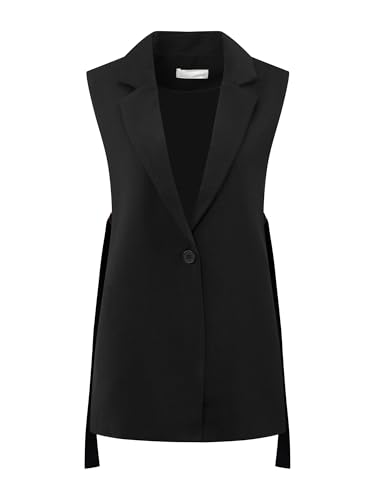 Hobemty Damen 2024 Ärmelloser Blazer EIN Knopf Verstellbare Taille Arbeit Büro Anzug Weste Jacke Schwarz XL von Hobemty