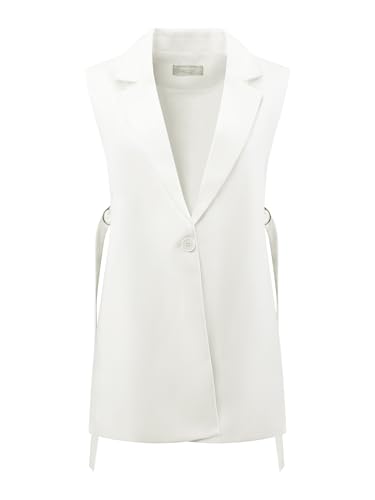 Hobemty Damen 2024 Ärmelloser Blazer EIN Knopf Verstellbare Taille Arbeit Büro Anzug Weste Jacke Weiß M von Hobemty
