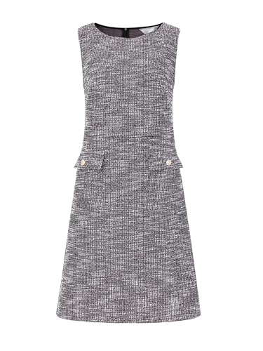 Hobemty Damen Ärmelloses Tweed-Kleid U-Boot-Ausschnitt Arbeit Büro Etuikleider, rosa,schwarz, X-Groß von Hobemty