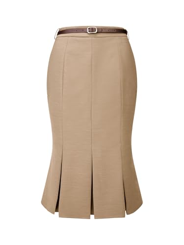 Hobemty Damen Arbeitsrock Lang Fischschwanzrock Elegant Bleistiftrock Business Rock Braun M von Hobemty