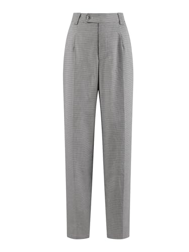 Hobemty Damen Hahnentritt Hose Vintage Arbeit Kariert Lange Hose Grau M von Hobemty