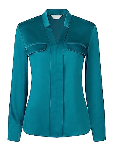 Hobemty Damen Langarm Arbeit Hemd V-Ausschnitt Büro Oberteil Seeblau XL von Hobemty