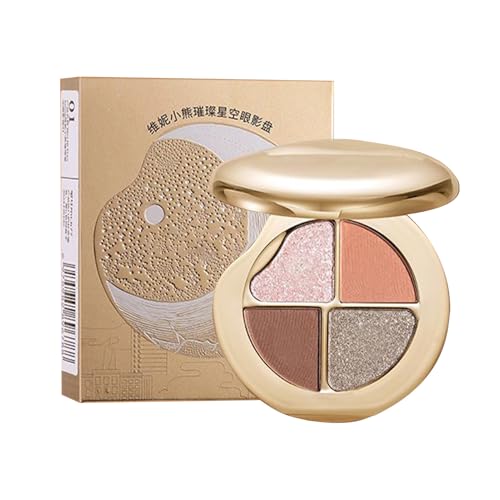 Hobngmuc Makeup Palette Für Damen,4-in-1 Lidschatten Palette mit Glanz und | Schimmer Kosmetik Lang Anhaltend Blush Für Gesicht Teenager Reife Haut Ältere Mädchen von Hobngmuc