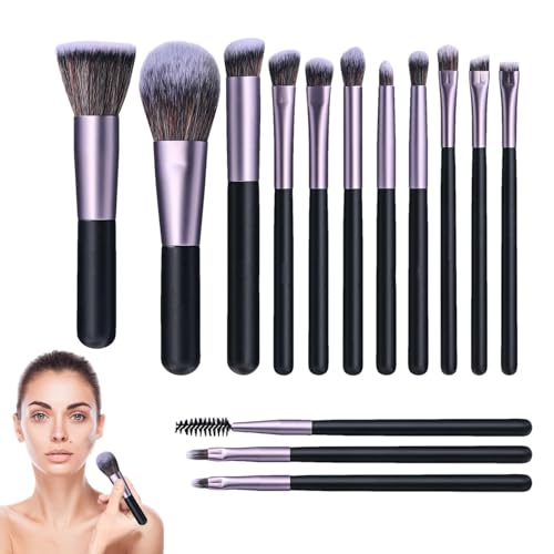 Hobngmuc Pinsel-Set Make-up, Make-up-Pinsel-Set - 14-teiliges Make-up-Pinsel-Set, kleines Make-up-Pinsel-Set - Kompakte LED-Spiegel-Make-up-Pinsel-Werkzeuge mit Aufbewahrungskoffer für Frauen Hobngmuc Pinsel-Set Make-up, Make-up-Pinsel-Set - 14-teiliges Make-up-Pinsel-Set, kleines Make-up-Pinsel-Set - Kompakte LED-Spiegel-Make-up-Pinsel-Werkzeuge mit Aufbewahrungskoffer für Frauen von Hobngmuc