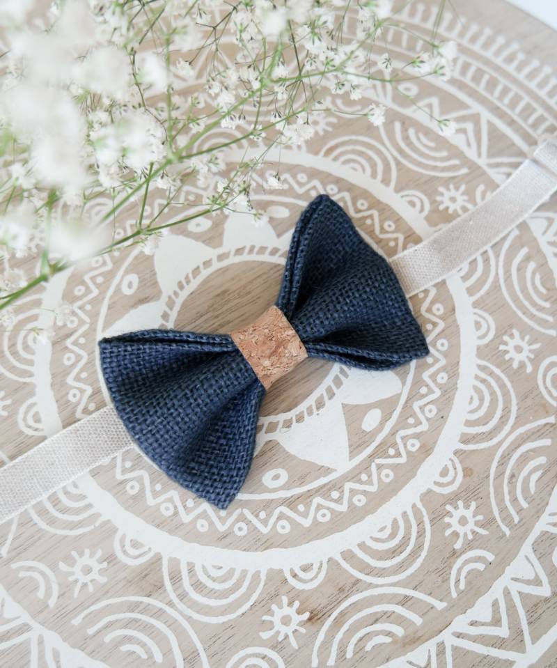 Marineblaue Fliege Aus Sackleinen Und Kork Für Herren Oder Kinder Marineblaue Fliege Aus Sackleinen Und Kork Für Herren Oder Kinder von HoboShopFR