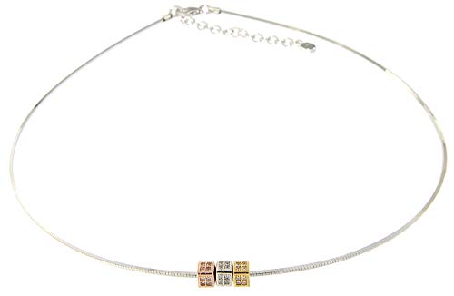 Halsreif Silber 925 massiv Würfel Anhänger drei Farben Zirkonias Collier Damen Hobra-Gold von Hobra-Gold