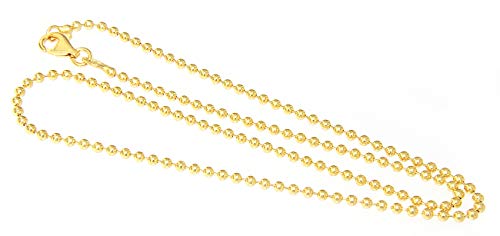 Hobra-Gold 2 mm Kugelkette Silber 925 massiv Gelbgold vergoldet Silberkette 38 42 50 80 90 cm (42) von Hobra-Gold