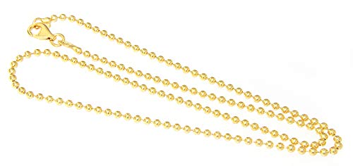 Hobra-Gold 2 mm Kugelkette Silber 925 massiv Gelbgold vergoldet Silberkette 38 42 50 80 90 cm (45.00) von Hobra-Gold