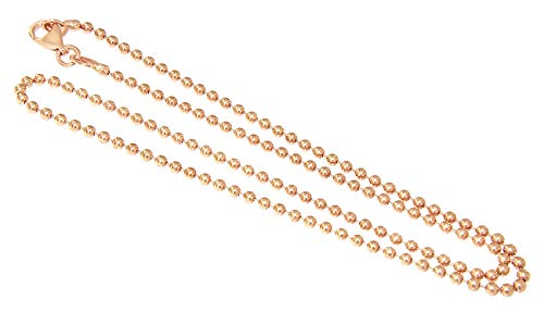 Hobra-Gold 2 mm Kugelkette Silber 925 massiv Rotgold vergoldet Silberkette 38 42 50 60 70 80 90 cm (42) von Hobra-Gold