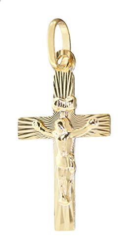 Hobra-Gold Kleines Kreuz Gold 585 Anhänger Korpus Goldkreuz 14 Kt Kettenanhänger Kommunion von Hobra-Gold