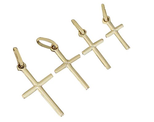 Hobra-Gold Kleines Goldkreuz 585 glattes Kreuz Anhänger Gold 14 Kt Goldanhänger vier Größen (22) von Hobra-Gold