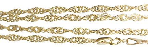 Hobra-Gold Singapurkette Gold 585 Halskette 14 Kt. Collier 2,5 mm breite Goldkette 45 cm / 50 cm (45) von Hobra-Gold