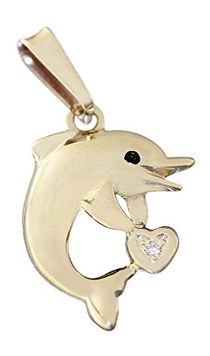 Hobra-Gold Zauberhafter Delfin mit Brillant - Anhänger Gold 375 - Goldanhänger - Golddelfin von Hobra-Gold