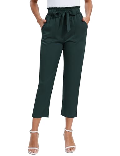 Hobrounn Hosen Damen Sommerhose Lounge Freizeithose Leichte Elastische Taille Sommerhose Mit Taschen Dunkelgrün M von Hobrounn