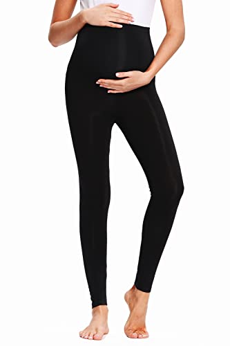 Hocaies Umstandsleggins Blickdicht Schwarz Lange Umstandsleggings Schwangerschaft Leggings Freizeithose für Schwangere Stretch Jogginghose Umstandskleidung Leggings von Hocaies