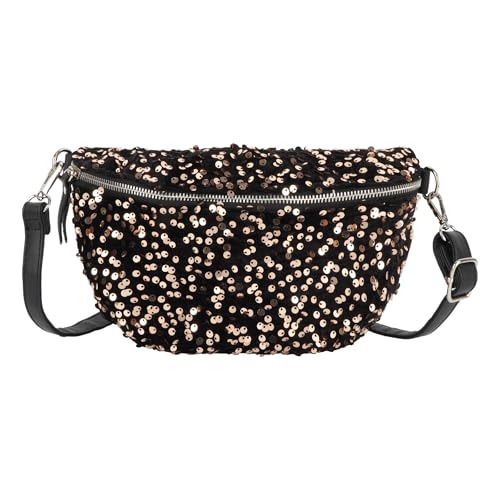 Hoce Damen Bauchtasche, Glitzer-Hüfttasche, multifunktionale Schultertasche, Brusttasche mit verstellbarem Riemen, A-Gold von Hoce