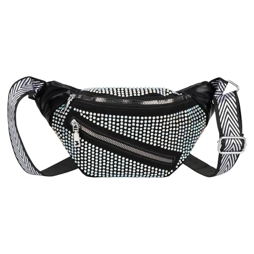 Hoce Damen Bauchtasche, Glitzer-Hüfttasche, multifunktionale Schultertasche, Brusttasche mit verstellbarem Riemen, Bunte Strasssteine von Hoce