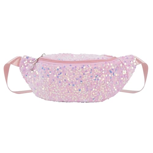 Hoce Damen Bauchtasche, Glitzer-Hüfttasche, multifunktionale Schultertasche, Brusttasche mit verstellbarem Riemen, Pink von Hoce