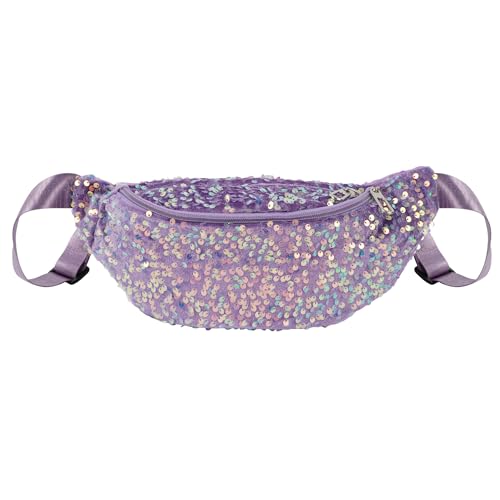 Hoce Damen Bauchtasche, Glitzer-Hüfttasche, multifunktionale Schultertasche, Brusttasche mit verstellbarem Riemen, Violett von Hoce