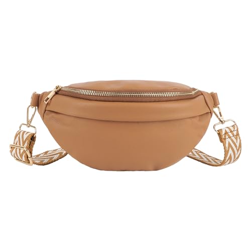 Hoce Damen Bauchtasche, Glitzer-Hüfttasche, multifunktionale Schultertasche, Brusttasche mit verstellbarem Riemen, Vollbraun von Hoce