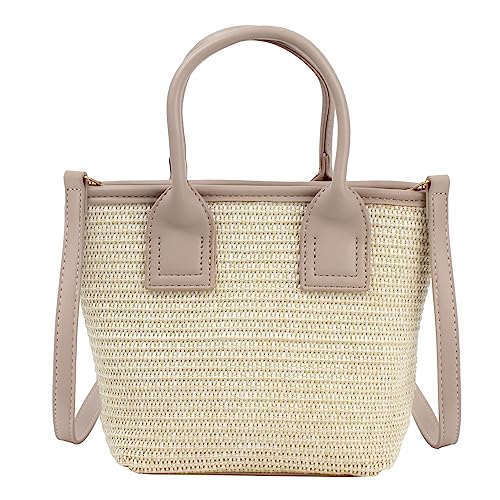 Hoce Damen Stroh Strandtaschen Häkeltasche Hobo Sommer handgewebte Schultertaschen Geldbörse, A-Khaki von Hoce