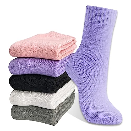 Hocerlu Thermosocken Damen, Dicke Warme Kuschelsocken Damen 5 Paar Wintersocken WollSocken Bunte Weich WanderSocken Geschenke Socken für Frauen von Hocerlu