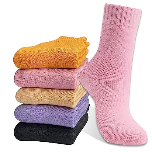 Hocerlu Thermosocken Damen, Dicke Warme Kuschelsocken Damen 5 Paar Wintersocken WollSocken Bunte Weich WanderSocken Geschenke Socken für Frauen, EU-Größe 35-42 von Hocerlu