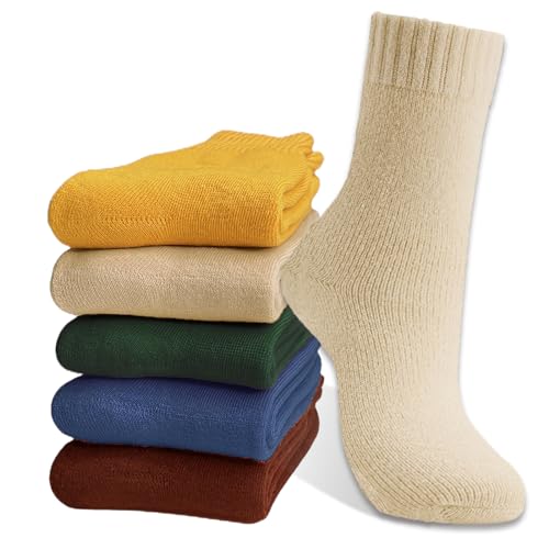 Hocerlu Warme Socken Damen, 5 Paar Thermosocken Dicke Weich Wintersocken WollSocken WanderSocken Geschenke Kuschelsocken für Frauen, EU-Größe 35-42 von Hocerlu