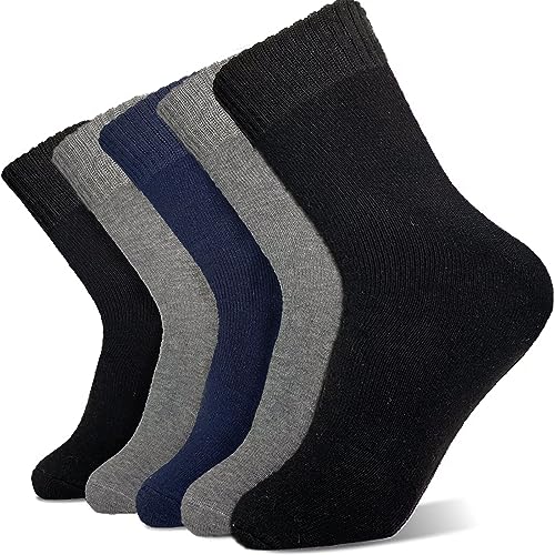 Hocerlu Warme Socken Herren, Thermosocken Dicke Wintersocken Frotteesohle WanderSocken WollSocken Geschenke für Herren im Winter 5 Paar - Gemütlich und Atmungsaktiv, EU-Größe 39-45 von Hocerlu