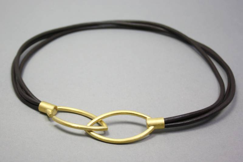 Lederbänder Braun Mit Verschluss Aus 925Er Silber Vergoldet von HochglanzundMatt