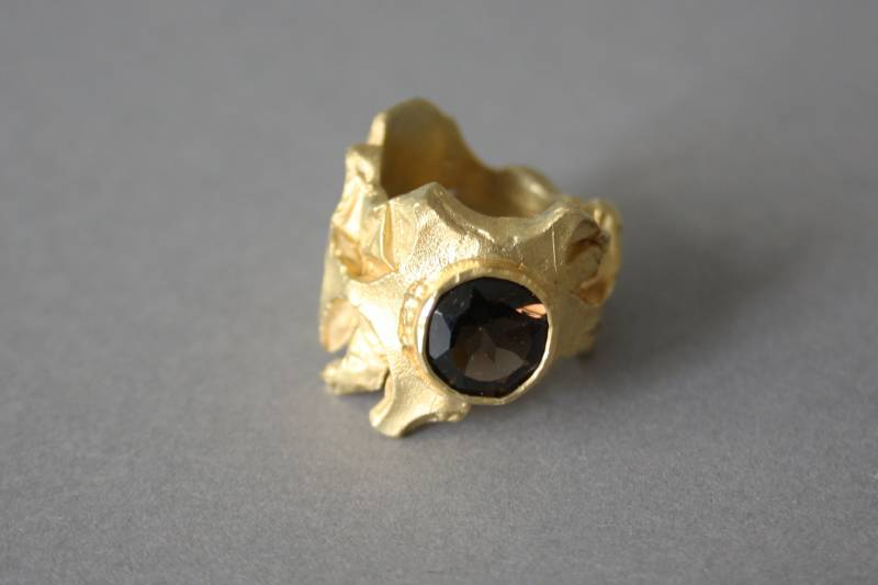 Ring 925Er Silber Vergoldet Mit Rauchquarz Gr. 56 von HochglanzundMatt