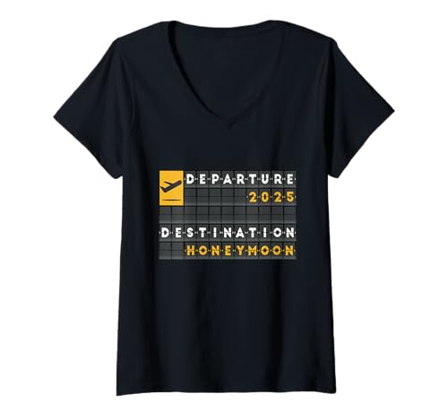 Damen Flitterwochen 2025 Honeymoon Spruch zur Hochzeitsreise T-Shirt mit V-Ausschnitt Damen Flitterwochen 2025 Honeymoon Spruch zur Hochzeitsreise T-Shirt mit V-Ausschnitt von Hochzeit 2025 Sprüche zur Verlobung