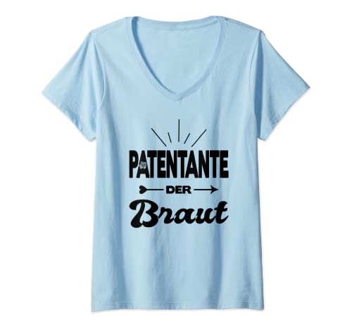 Damen Patentante Der Braut Hochzeit Heirat Kostüm Polterabend T-Shirt mit V-Ausschnitt Damen Patentante Der Braut Hochzeit Heirat Kostüm Polterabend T-Shirt mit V-Ausschnitt von Hochzeit Kostüme Polterabend Gruppenoutfits Heirat