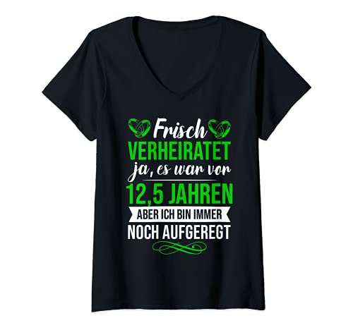 Damen Hochzeitstag Jubiläum Petersilienhochzeit Deko Ehepaar T-Shirt mit V-Ausschnitt Damen Hochzeitstag Jubiläum Petersilienhochzeit Deko Ehepaar T-Shirt mit V-Ausschnitt von Hochzeitstag 12,5 Jahre Frisch Verheiratet Ehebund