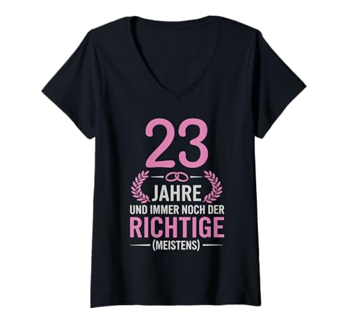 Damen 23. Hochzeitstag Ehefrau seit 23 Jahren Titanhochzeit T-Shirt mit V-Ausschnitt von Hochzeitstag Ehefrau Ehemann Geschenke