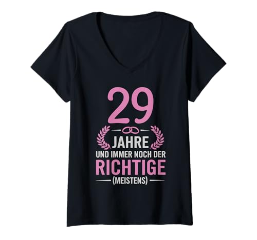 Damen 29. Hochzeitstag Ehefrau seit 29 Jahren Samthochzeit T-Shirt mit V-Ausschnitt von Hochzeitstag Ehefrau Ehemann Geschenke