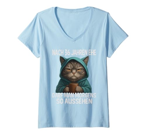 Damen 36 Jahre Verheiratet 36. Hochzeitstag Smaragdhochzeit T-Shirt mit V-Ausschnitt von Hochzeitstag Ehefrau Ehemann Geschenke