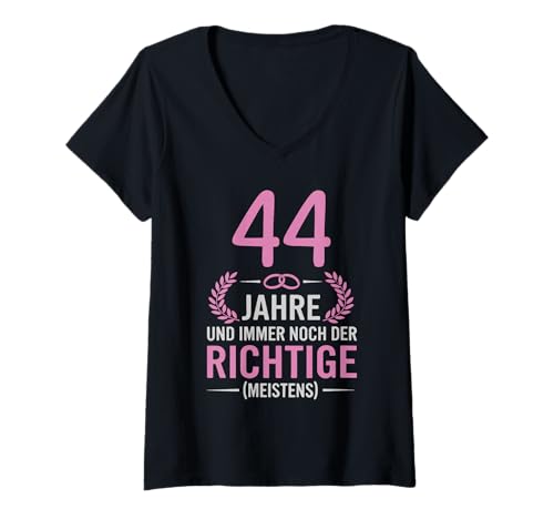 Damen 44. Hochzeitstag Ehefrau seit 44 Jahren Sternenhochzeit T-Shirt mit V-Ausschnitt von Hochzeitstag Ehefrau Ehemann Geschenke