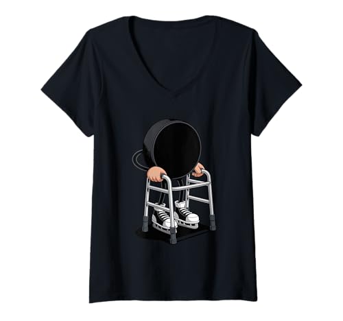 Damen Ruhestand Eishockey Puck Pensioniert T-Shirt mit V-Ausschnitt von Hockey Gift For A Hockey Fan