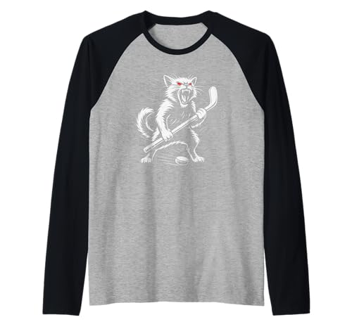 Angry Cat Eishockeyspieler-Design, Geschenk für Männer, Frauen, Kinder Raglan Angry Cat Eishockeyspieler-Design, Geschenk für Männer, Frauen, Kinder Raglan von Hockey Lover Team Coach Birthday Present Graphic