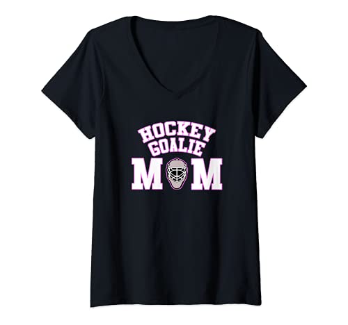 Damen Goalie Hockey Mom with Goalie Mask T-Shirt mit V-Ausschnitt Damen Goalie Hockey Mom with Goalie Mask T-Shirt mit V-Ausschnitt von Hockey Mom Merch