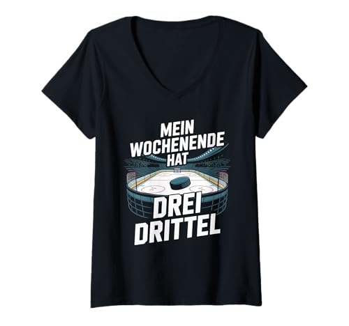 Damen Mein Wochenende Hat DREI Drittel T-Shirt mit V-Ausschnitt Damen Mein Wochenende Hat DREI Drittel T-Shirt mit V-Ausschnitt von Hockey Wochenende Lustiger Spruch