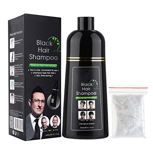 Hocossy Instant Schwarzbraunes Haarshampoo, natürliches Haarfärbeshampoo für graues Haar, einfach und schnell, Grauabdeckung für Männer und Frauen von Hocossy